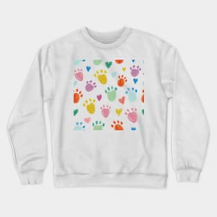 Colorful cute paw prints Crewneck Sweatshirt